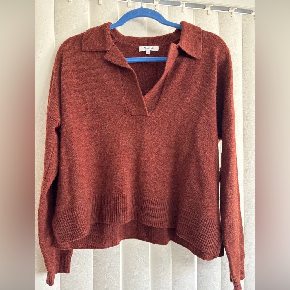 Madewell Sweater Womens Size Medium Merino Wool Crop Top Collared